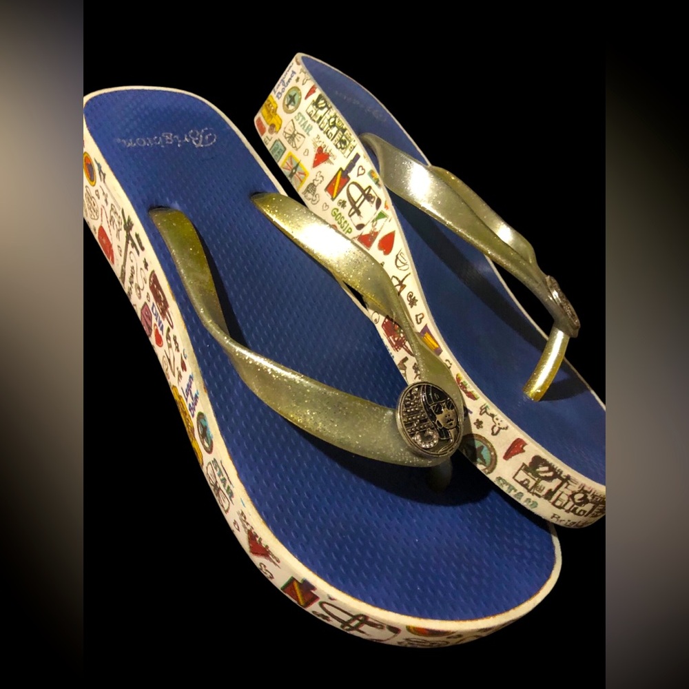 Size 8-8.5- Brighton- Glitter Platform Flip Flops